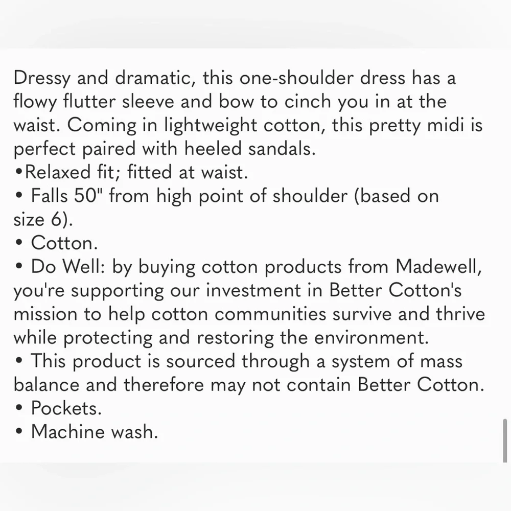 NWT Madewell Ruffled One-Shoulder Midi Dress black 0 - Picture 7 of 9
